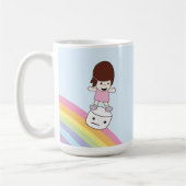 Cartoon-Mädchen auf Eibisch-Tasse des Regenbogen-w Kaffeetasse (Links)