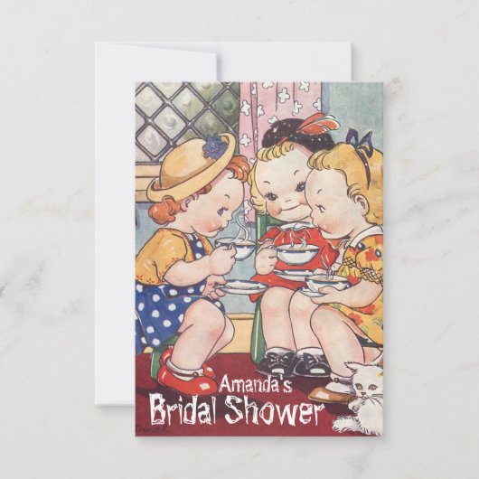 Cartoon Mädchen Brautparty, Junggeselinnen-Abschie Einladung (Vorderseite)