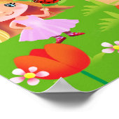 Cartoon Mädchen in einem Zaubergarten und Haus Poster (Ecke)