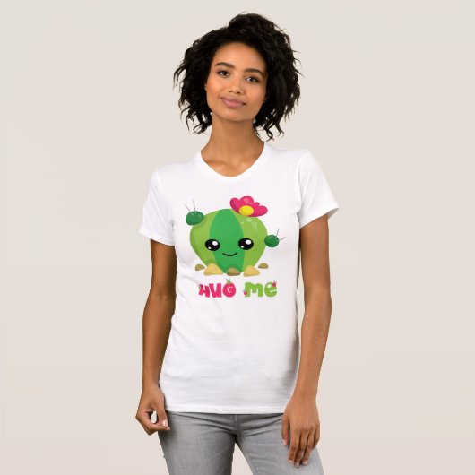 Cartoon Mädchen Kaktus umarmen mich lustiges Zitat T-Shirt (Vorne ganz)