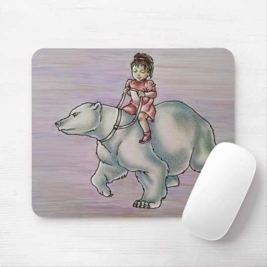 Cartoon-Mädchen-Kind, welches das polarer Mousepad (Mit Mouse)