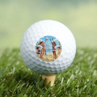 Cartoon Mädchen spielen Beachvolleyball Golfball