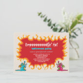 Cartoon Magic Dragons atmen Feuer Halloween-Party Einladung (Stehend Vorderseite)