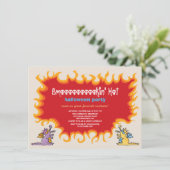 Cartoon Magic Dragons atmen Feuer Halloween-Party Einladung (Stehend Vorderseite)