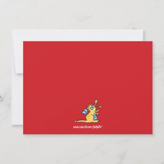 Cartoon Magic Dragons atmen Feuer Halloween-Party Einladung (Rückseite)