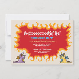 Cartoon Magic Dragons atmen Feuer Halloween-Party Einladung