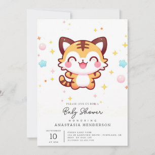 Cartoon Magical Tiger Baby Dusche Einladung