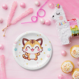 Cartoon Magical Tiger Baby Dusche Pappteller