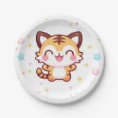 Cartoon Magical Tiger Baby Dusche Pappteller (Vorderseite)
