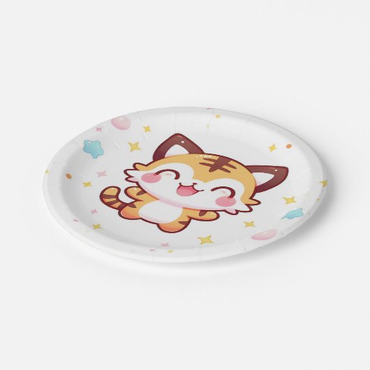 Cartoon Magical Tiger Baby Dusche Pappteller (Schrägansicht)