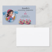 Cartoon Maid House Clearing Services Business Card Visitenkarte (Vorne/Hinten)