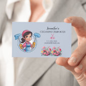 Cartoon Maid House Clearing Services Business Card Visitenkarte
