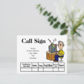 Cartoon Male Ham Operator QSL Karte Anpassen! (Stehend Vorderseite)