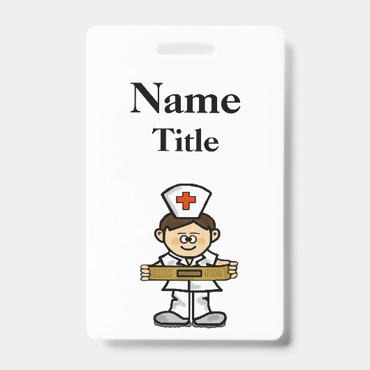 Cartoon Male Nurse Abzeichen Anpassen! Ausweis (Vorderseite)