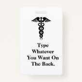 Cartoon Male Nurse Abzeichen Anpassen! Ausweis (Rückseite)