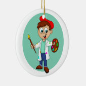 Cartoon Malerkünstler mit Pinsel und Palette Keramik Ornament (Rechts)