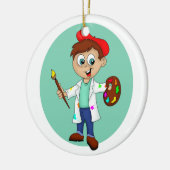Cartoon Malerkünstler mit Pinsel und Palette Keramik Ornament (Links)