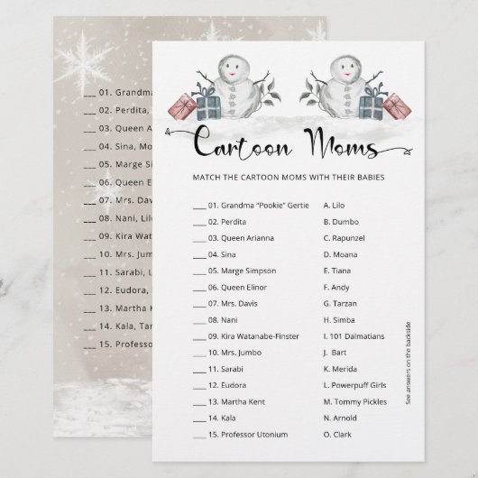Cartoon Mamas Snowman Baby Dusche (Vorne/Hinten)
