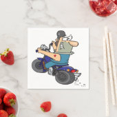 Cartoon Man auf einem Motorradpapier Napkins Serviette (Beispiel)
