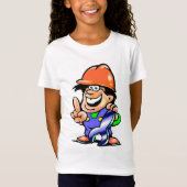 Cartoon Man in einem Hard Hat Girls T - Shirt (Vorderseite)