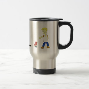 Cartoon Man mit GRILLEN Grill Reisen Mug Reisebecher