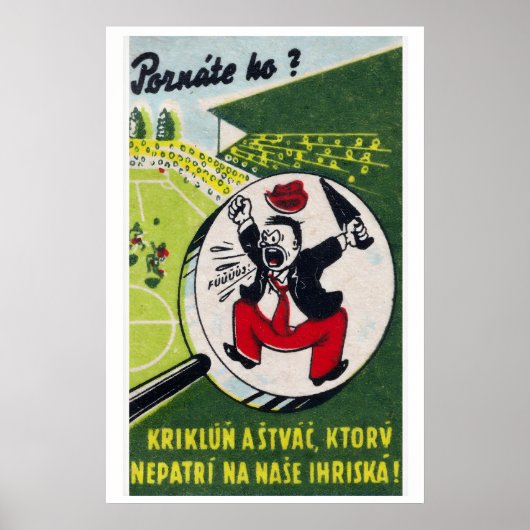 Cartoon Man Shouting Czechoslovakia Mid-Century Poster (Vorne)