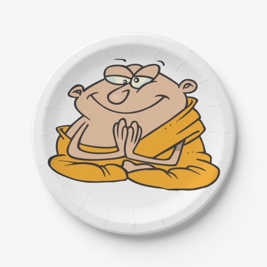 Cartoon Man vermittelt Pappteller (Vorderseite)