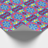 Cartoon Mandala Blau Rosa Gelb und Orange Geschenkpapier (Ecke)