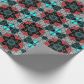 Cartoon Mandala Blau rot und schwarz Geschenkpapier (Ecke)