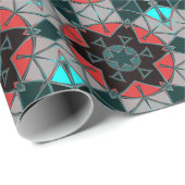 Cartoon Mandala Blau rot und schwarz Geschenkpapier (Rolleneckpunkt)