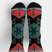 Cartoon Mandala Blau rot und schwarz Socken (Oben)