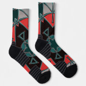 Cartoon Mandala Blau rot und schwarz Socken (Rechts)