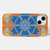 Cartoon Mandala Blauer Orange und Gelb Case-Mate iPhone Hülle (Rückseite (Horizontal))