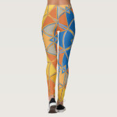 Cartoon Mandala Blauer Orange und Gelb Leggings (Rückseite)