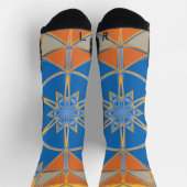 Cartoon Mandala Blauer Orange und Gelb Socken (Oben)