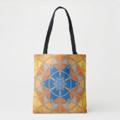 Cartoon Mandala Blauer Orange und Gelb Tasche (Vorderseite)