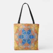 Cartoon Mandala Blauer Orange und Gelb Tasche (Rückseite)
