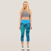 Cartoon Mandala Blue Capri Leggings (Vorderseite)