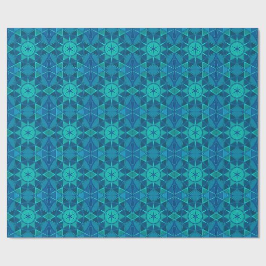 Cartoon Mandala Blue Geschenkpapier (Flach)