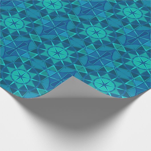 Cartoon Mandala Blue Geschenkpapier (Ecke)