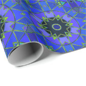 Cartoon Mandala Blue Green und Black Geschenkpapier (Rolleneckpunkt)