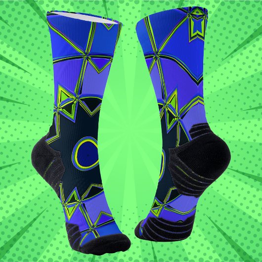 Cartoon Mandala Blue Green und Black Socken