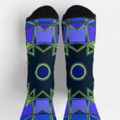 Cartoon Mandala Blue Green und Black Socken (Oben)