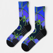 Cartoon Mandala Blue Green und Black Socken (Links)