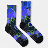 Cartoon Mandala Blue Green und Black Socken (Rechts)