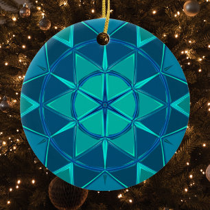 Cartoon Mandala Blue Keramik Ornament