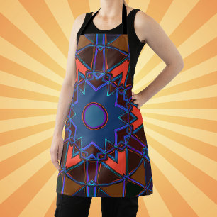 Cartoon Mandala Blue Orange und Lila Schürze