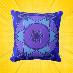 Cartoon Mandala Blue und Lila Kissen