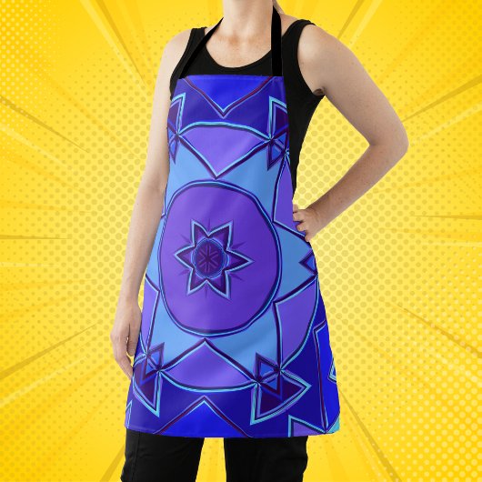 Cartoon Mandala Blue und Lila Schürze