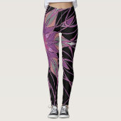 Cartoon Mandala Blume Black Lila und rosa Leggings (Vorderseite)